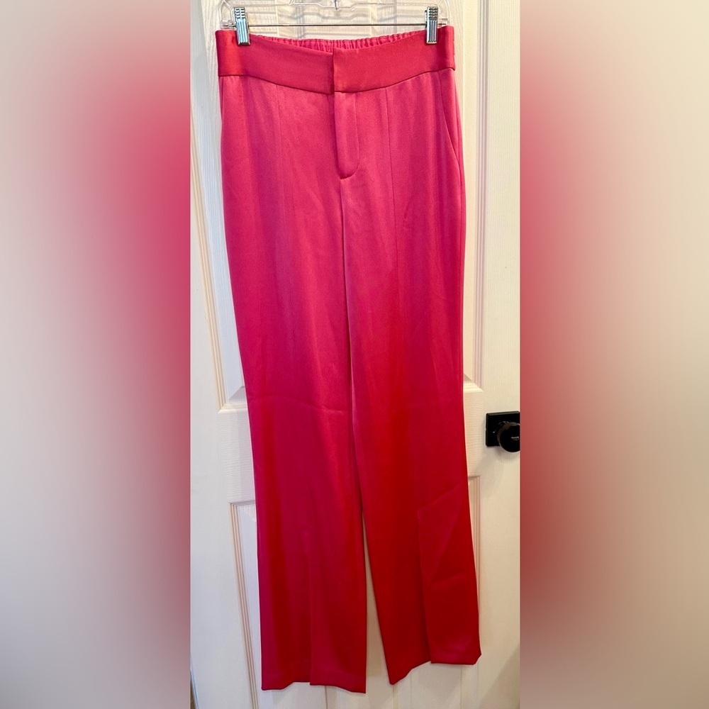 Alice + Olivia Jody Satin High Waist Slit Front Pants Size 8 EUC - Picture 6 of 10